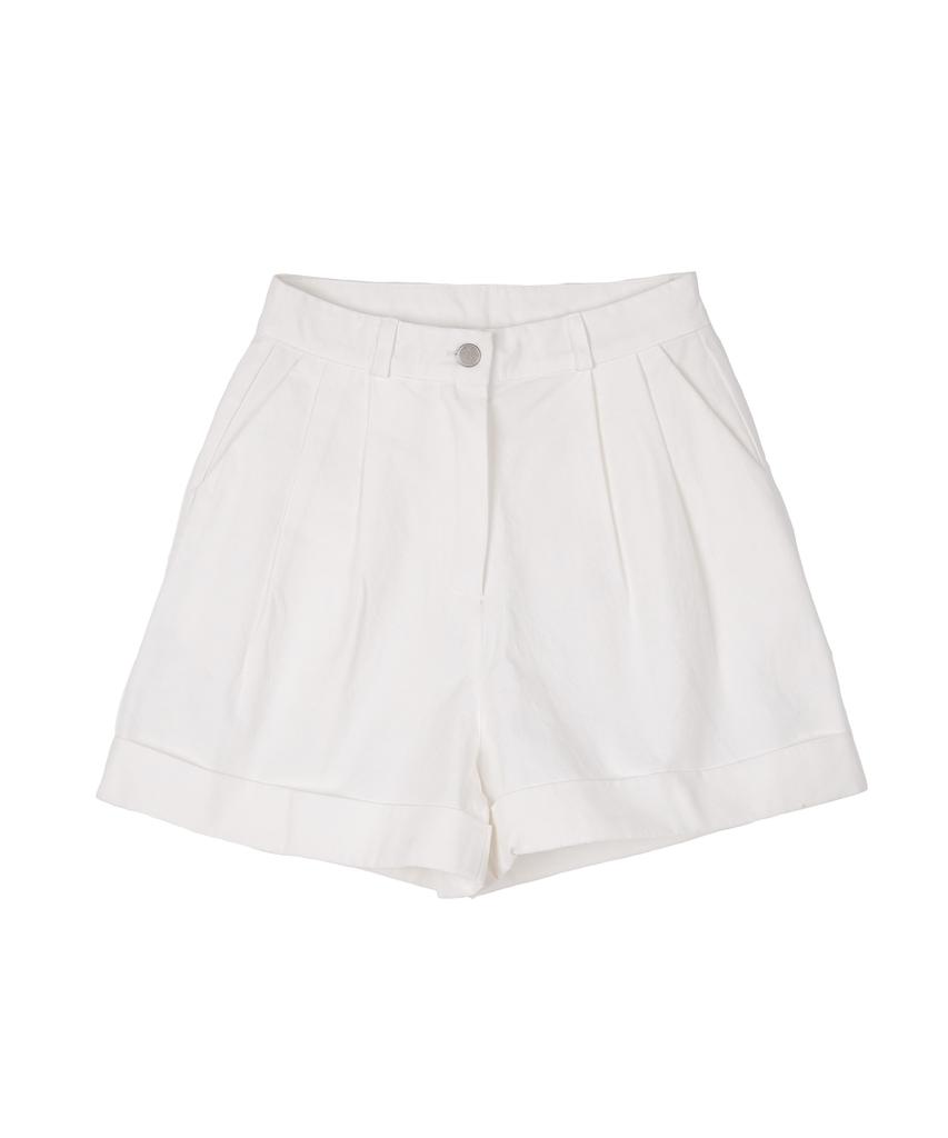 HARDCORE HAPPINESS One-Pleat Cuff Classic Shorts_White