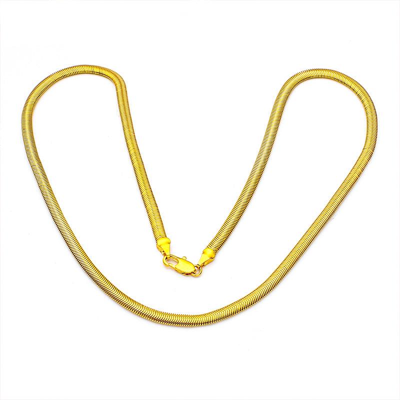 Vietnamesisches Gold Dicke Flache Schlüsselbeinkette Armband Halskette - Damenmode Accessoire