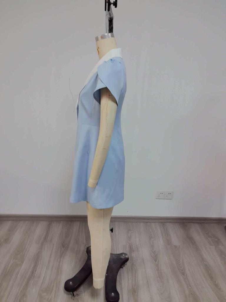 2026 Trendy European & American Solid Color Patchwork Button Slim Fit Dress for Women