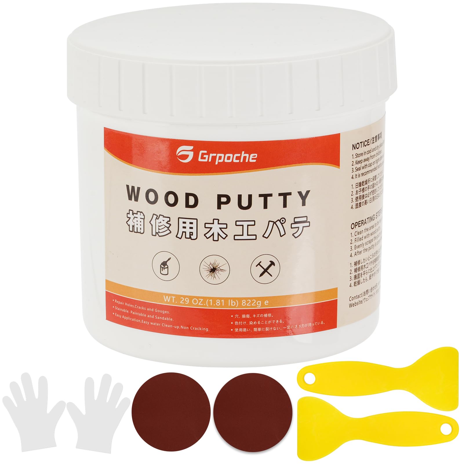 

Ремонт дерева для заполнения шурупов и пятен на деревянной шпатлевке для ремонта деревянных и включает и шпатлевку, 800 г, царапины, трещины, отверстия,