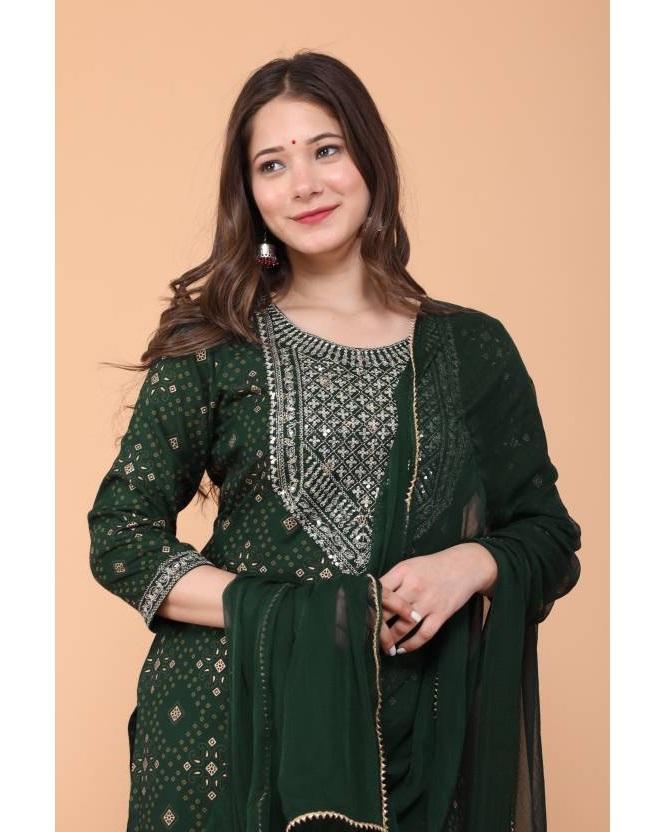 Women Designer Kurta Pant Dupatta Set Indian Bollywood Top Tunic Kurti Salwar Suit Dress
