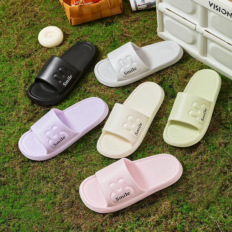 Printting Cute Bunny Women Slippers EVA Summer Indoor Soft Cartoon Rabbit Sandals Unisex Bathroom Anti-slip Outdoor Comfy Men Le