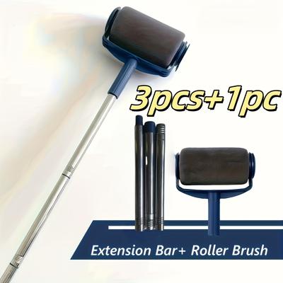 3pcs Extension Tubes + 1pc Roller Head-Professional Home Paint Roller Set with Large Self-Priming Brush,Ideal for Latex and Wall Paint,Smooth Coating