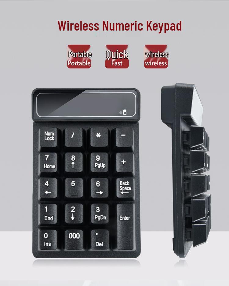 Portable Waterproof Wireless 19-Key Digital Keyboard with Mechanical Feel for Financial Accounting and Password Input