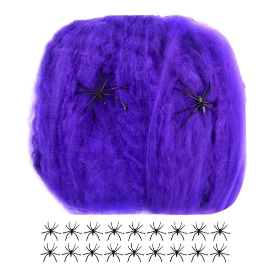 Barevné Halloweenské pavučiny Roztažitelné bavlněné pavučiny Elastické Strašidelné párty scénické rekvizity pro Halloweenské a Štědrovečerní večírky