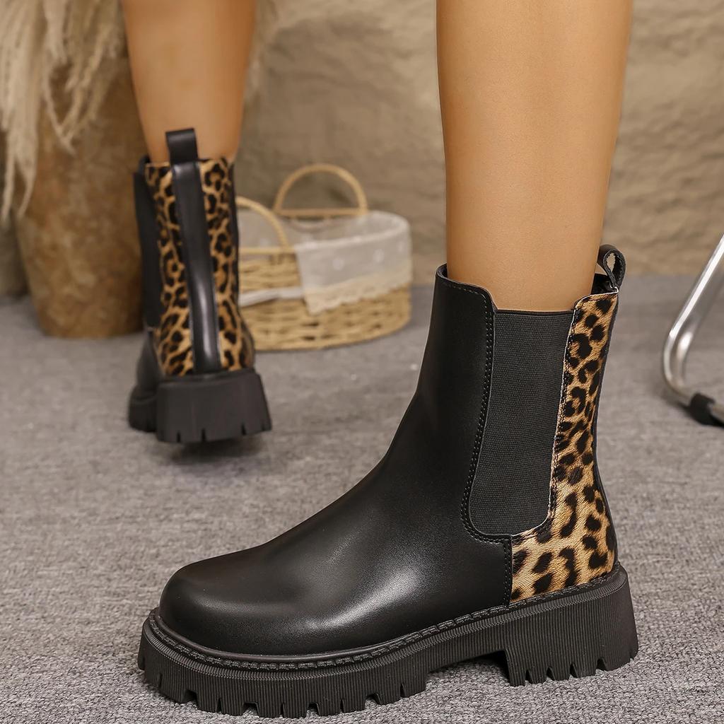 New Autumn Winter Women Chelsea Boots Chunky Punk Gothic Shoes Women Platform Ankle Boots Comfortable Retro Trend Boots Women