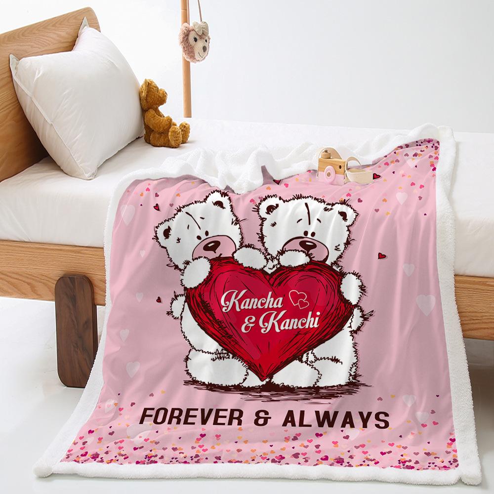 2D digital printing Valentine's Day thickened lamb wool crystal fleece blanket blanket