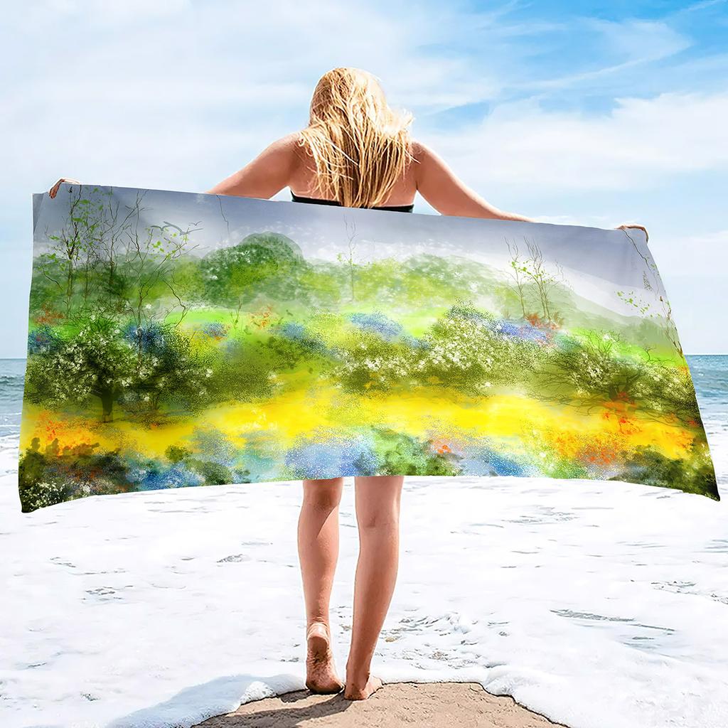 Tuschemalerei Druckserie Meeresurlaub Strandtuch Schwimmbad Badetuch Mikrofaser Sporttuch