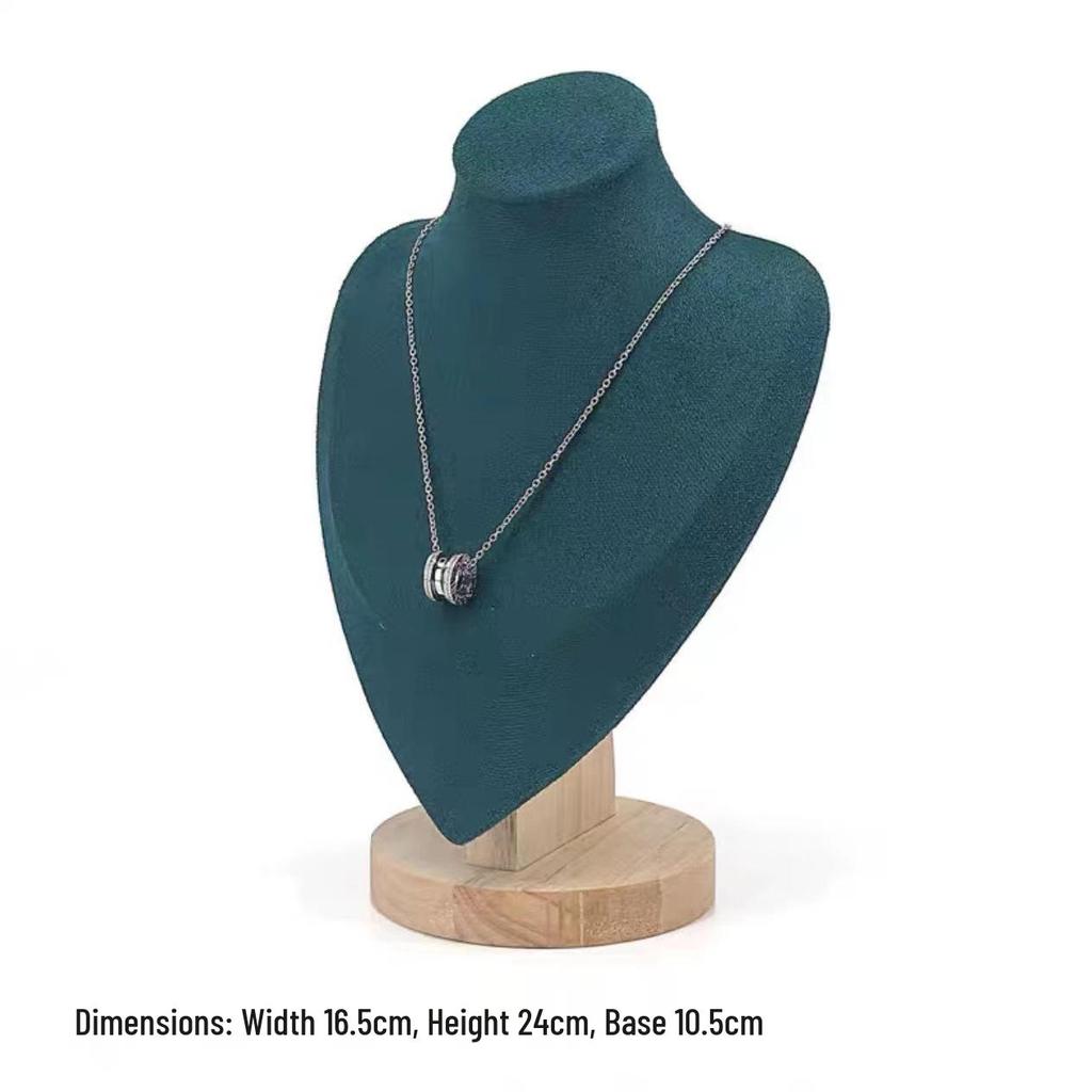 Solid Wood Velvet Jewelry Display Stand for Necklaces and Pendants