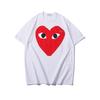 VibeStreet Herren Damen T-Shirt Cool Niedlich Rote Brille Herz Stickerei Baumwolle Rundhals Kurzärmelig Gerade Sommer Einfarbiges T-Shirt
