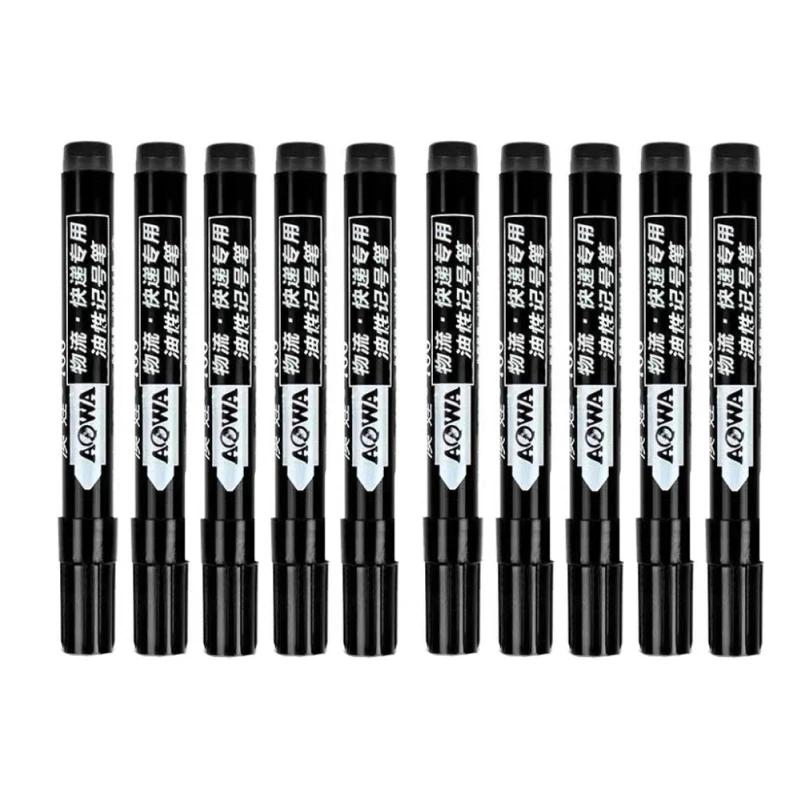 

10pcs Permanent Markers, Black Red & Blue Ink, Stationery, Writing Pens For Tire Fabric, Wood, Leathern Art, Graffiti Marker Pen