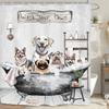Funny Dogs Cute Shower Curtain Bulldog Pet Hilarious Schnauzer Farmhouse Rustic Bathroom Set Accessories Decor With 12Pack Hoo