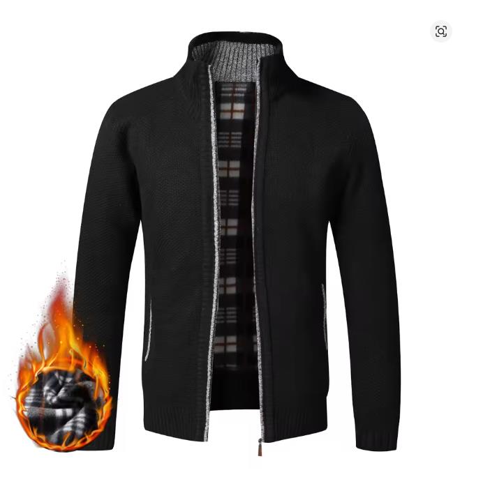 Autumn Winter Warm Cardigan Men Fleece Sweaters Full Zip Jackets Slim Fit Luxury Brand Knitted Sweater Coat American Jersey