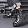 Leather Men's Martin Boots High Top Tooling Boots High Leather Boots Fleece Men's Boots Thermal Casual Boots Men's Boots