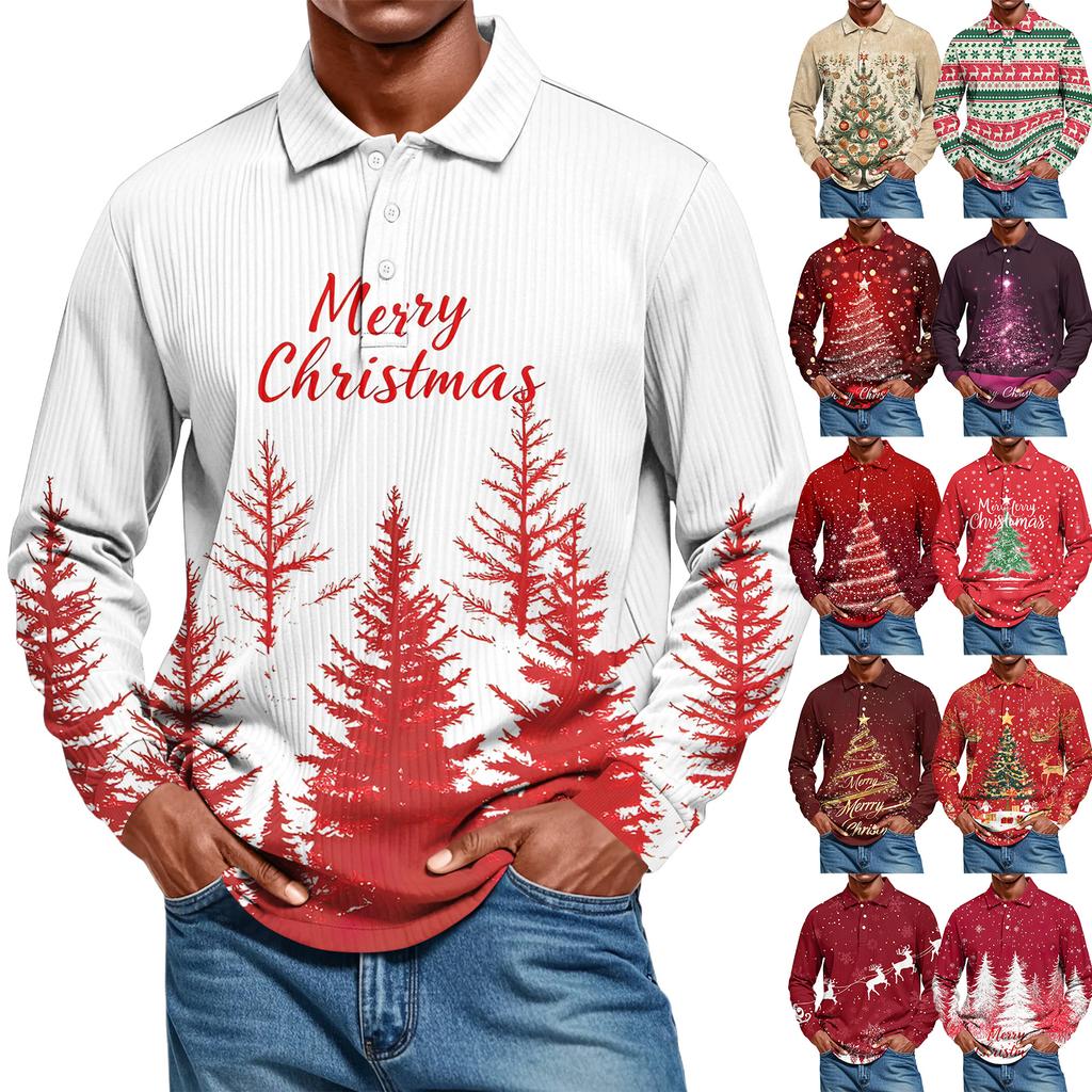 Men's Casual Style Solid Color Loose  Shirt Long-sleeved Top