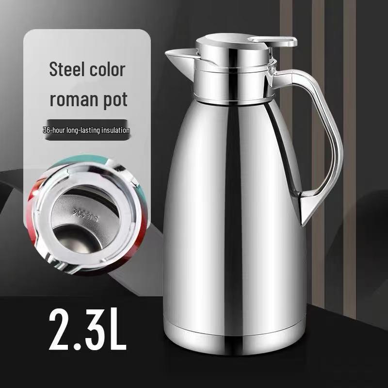 Large Capacity 304 Stainless Steel Insulated Thermos Flask 2.3L Large Capacity Roman Thermos