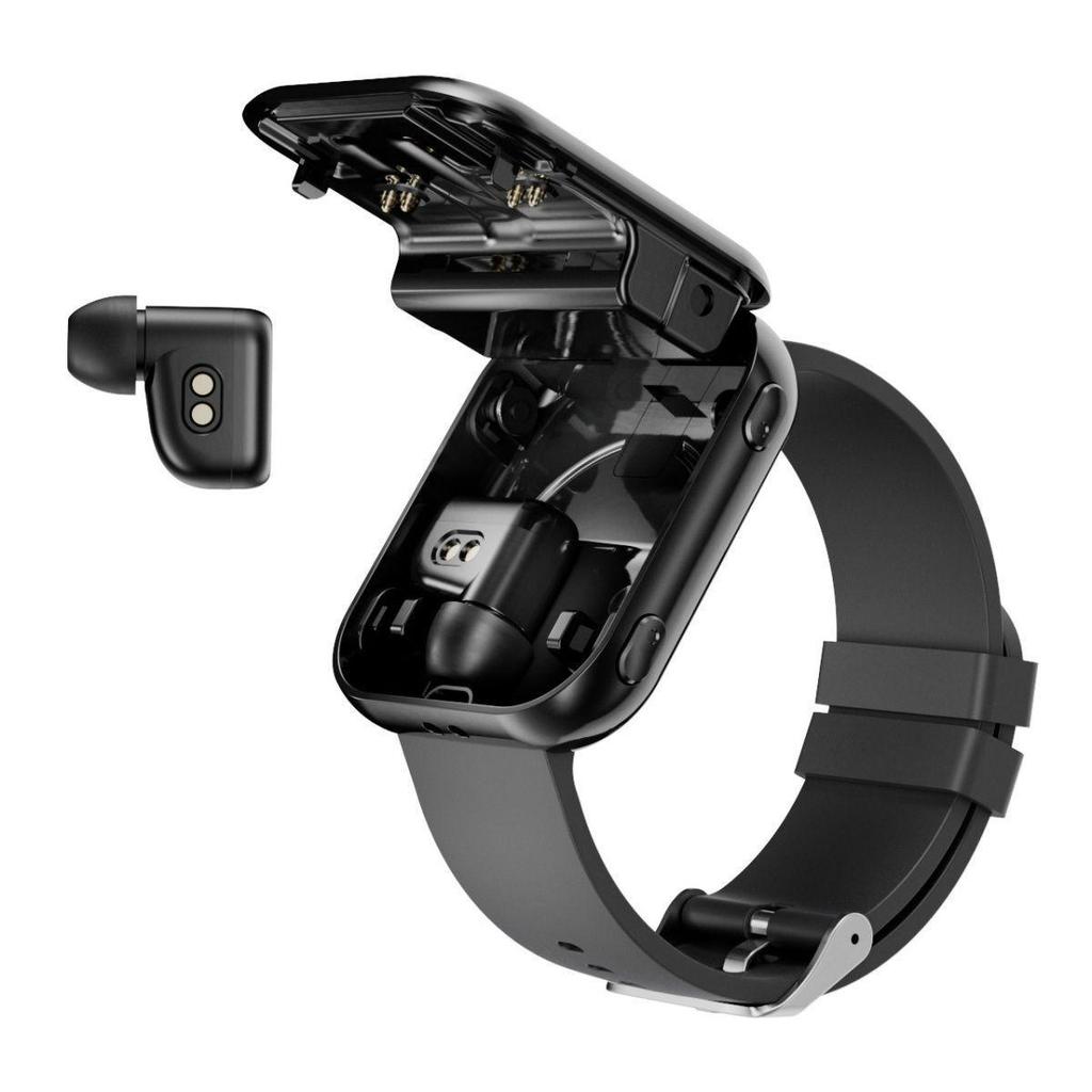New T1 Smartwatch & TWS Earbuds: 2-in-1 Bluetooth Call, Music, Pedometer, Sports Watch - Black