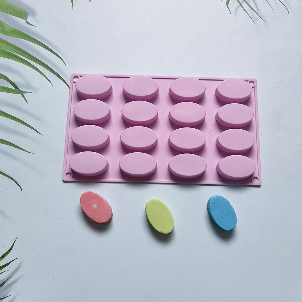 Matriță de Săpun Handmade DIY Ovală cu 16 Cavități Matriță din Silicon Pentru Fabricarea Săpunului și Mini Prăjituri Ciocolată Bomboane Tort Coacere