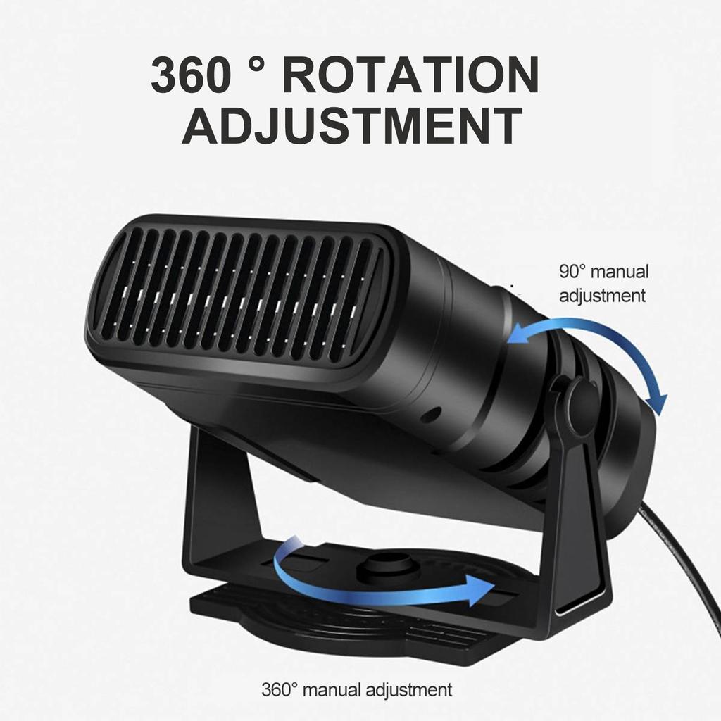 12V/24V Portable Car Heater 2 In 1 Car Windshield Defogger Defroster 360 Degree Rotating Anti-Fog Automobile Heater Fast Heating