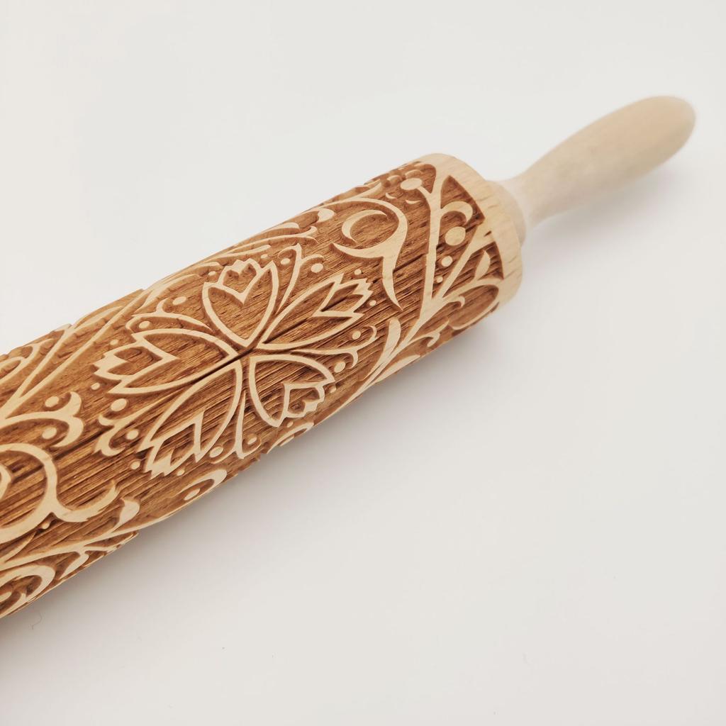 New Style Embossing Rolling Pin Baking Cookies Noodle Biscuit Fondant Cake Dough Engraved Roller Wood Gifts 15 Colors