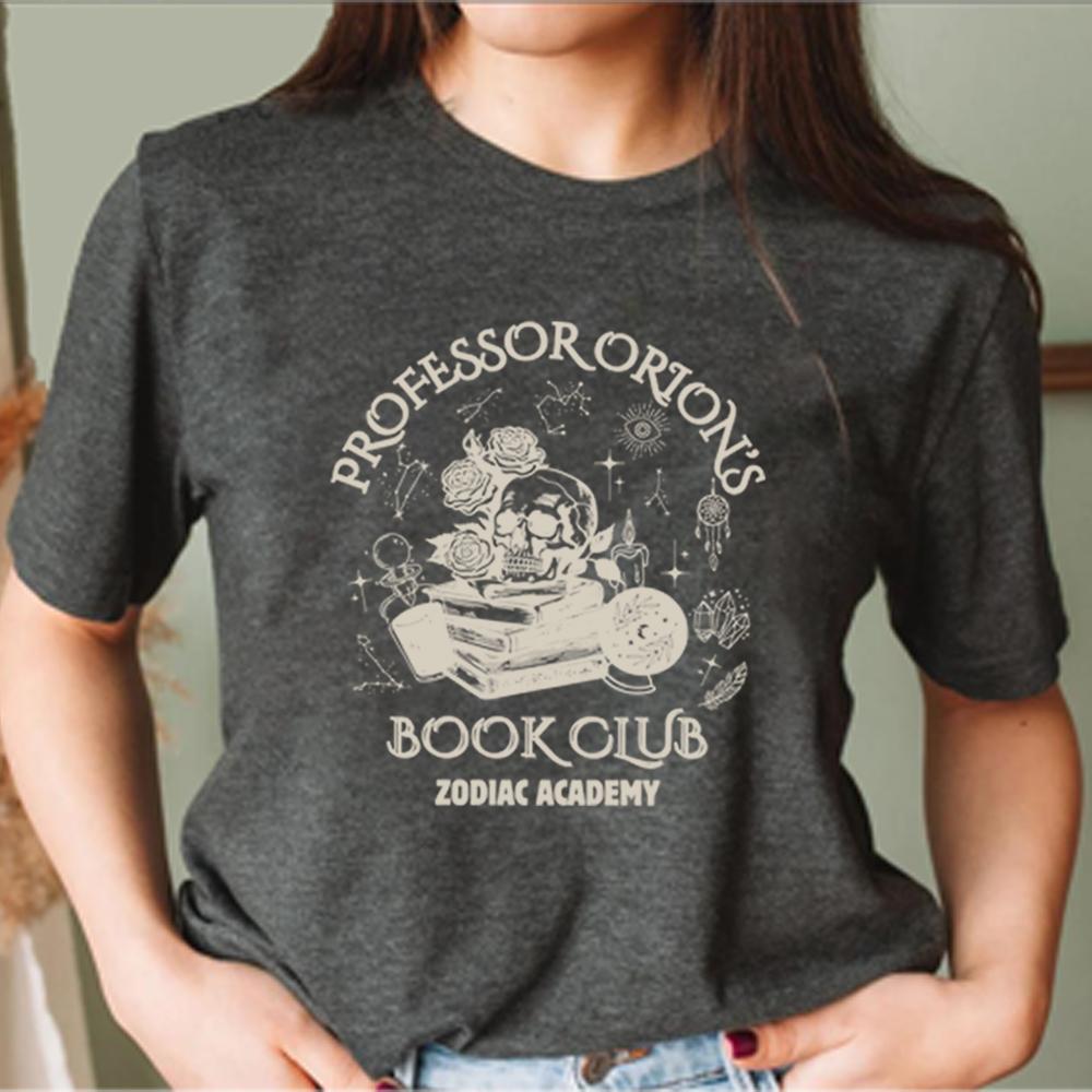 Zodiac Academy T-Shirt Professor Orions Buchclub Shirt Geschenk für Buchliebhaber Fantasy-Leser Bücherwurm Rundhals-T-Shirt Geschenk für Sie