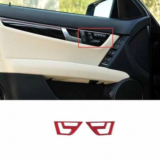 Car Seat Adjust Handle Panel Cover Trim 07-2014 For Benz C-Class Real Red Carbon