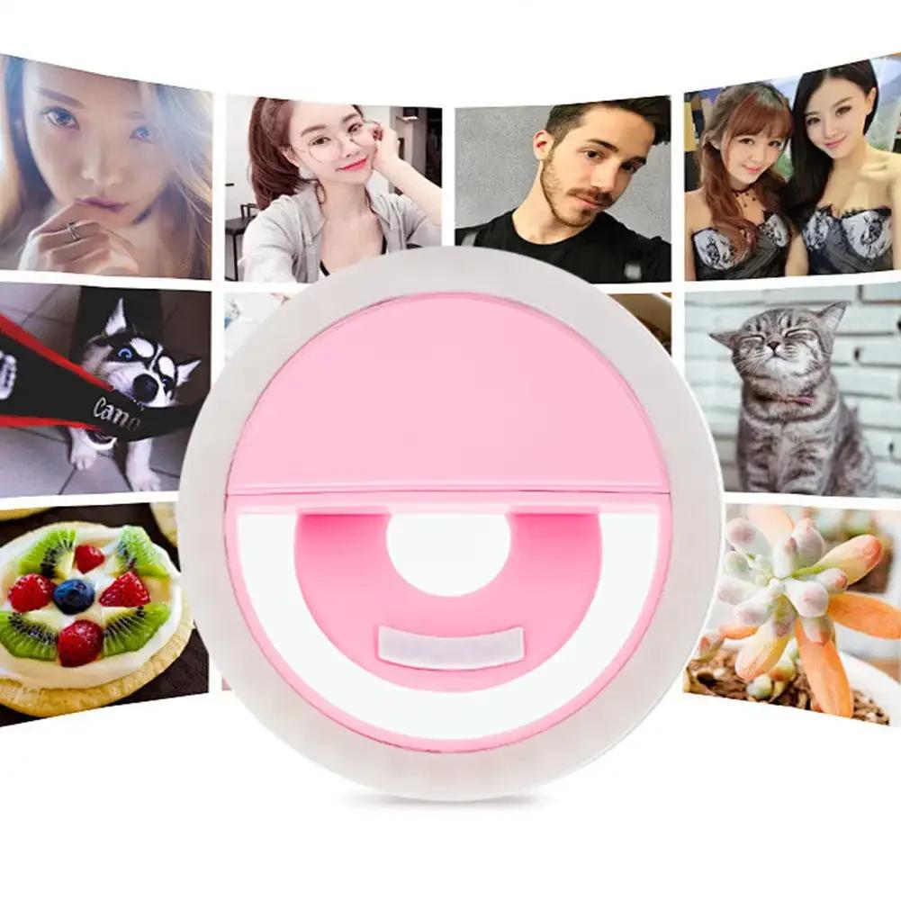 Carga USB Luz de Anillo LED para Selfies Lente para Teléfono Móvil Lámpara de Anillo LED para Selfies para Teléfono iPhone Samsung Xiaomi Huawei Luz para Selfies