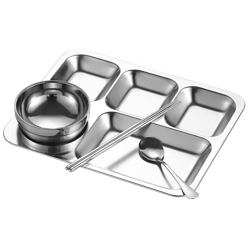 Huipu 304 Stainless Steel 5-Compartment Meal Plate Set