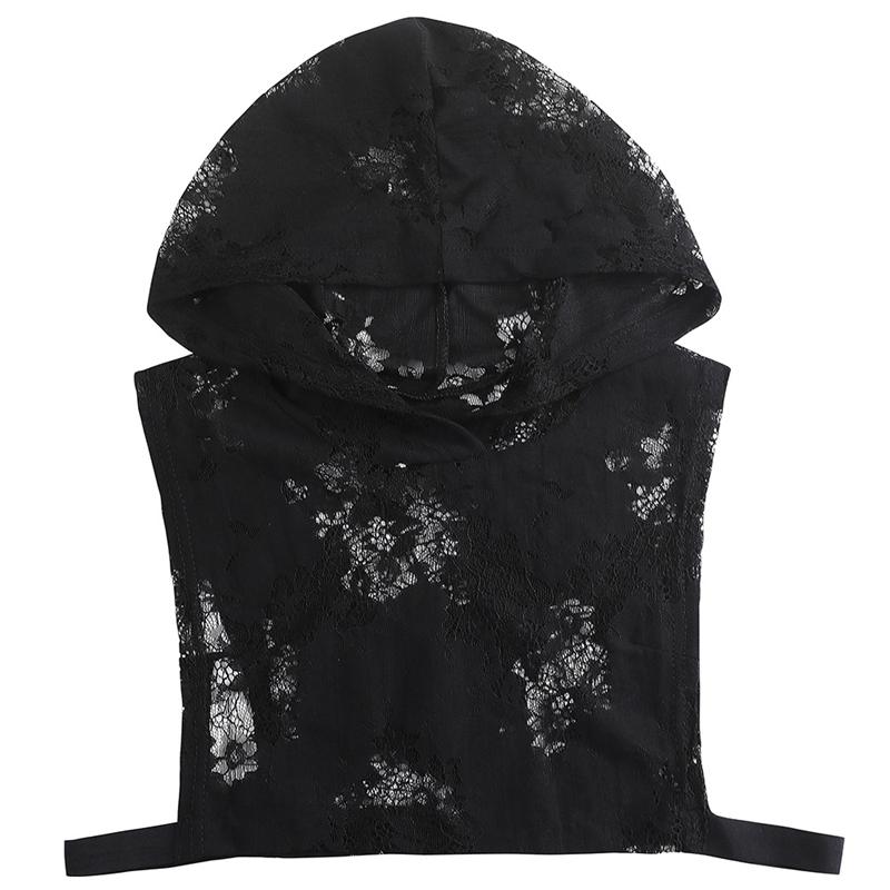 Casual Detachable Hollow Out Fake Collar With Cap White Black Half Shirt Blouse Sweater Decoration False Collar Clothes Accessor