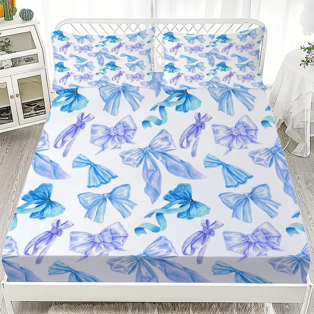 2/3pcs Bowknot Personalized Fitted Sheet Set Bowknot Personalized Bedding Set Comfortable Skin Friendly Cute Style 180x220cm