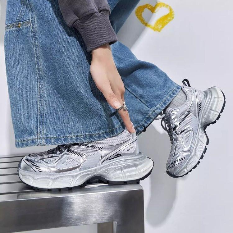 2025 new heightened silver Mazooism Internet celebrity spring super fire dad shoes women's fried street platform casual sports shoes