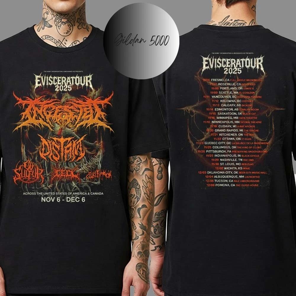 Ingested Band Evisceratour 2025 Across The United States Of America Shirt KK2085 XL