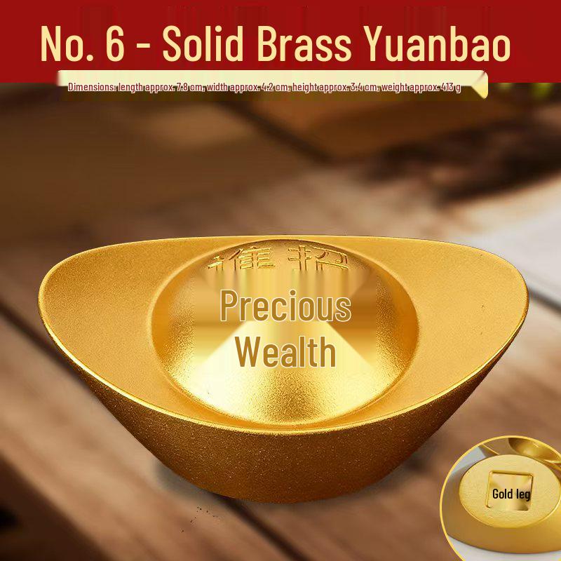 Solid Brass Sand Gold Yuanbao Ornament for Home or Shop Decor