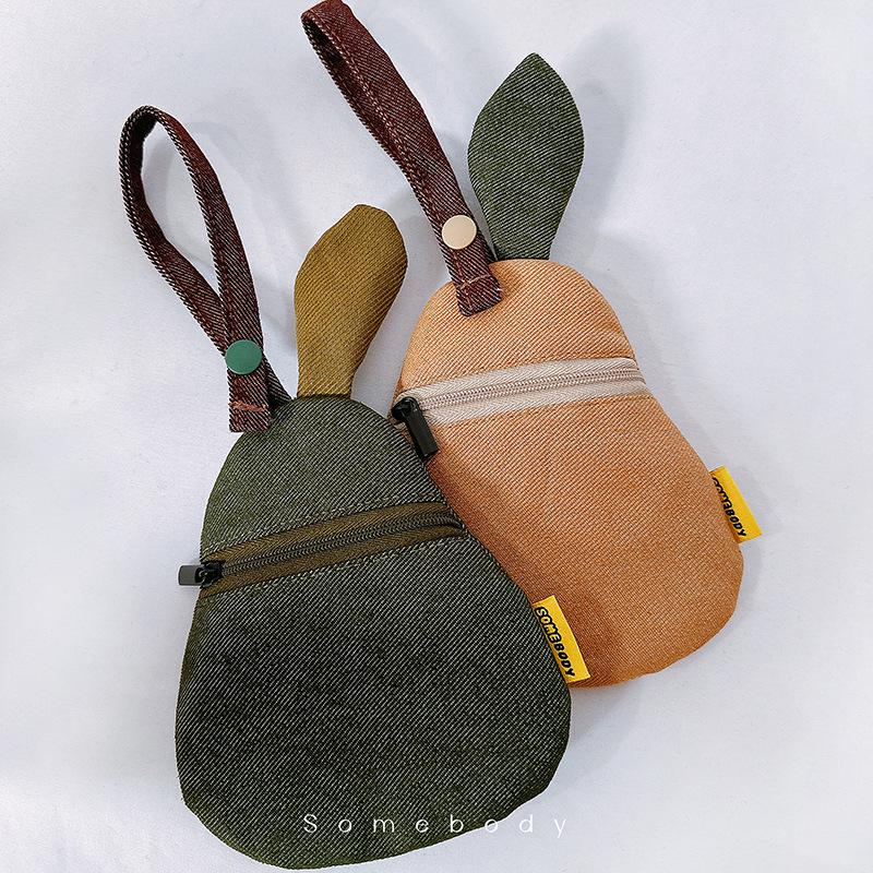 Tricolor Patchwork Pear Coin Purse Mini Wallet