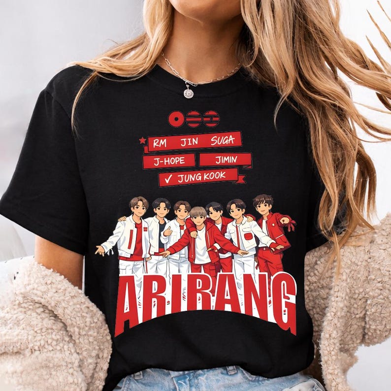 Футболка K-pop с туром Arirang World Tour 2026, Футболка с концерта Bangtan 2026, Подарок-мерч для фаната K-pop, Подарок для фаната Army, Наряд Army, K-pop группа 4XL