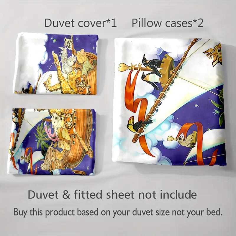Animals, Ship, Clouds Bedding Duvet Cover Sets Duvet Covers Pillowcases Gifts (1 * Duvet Cover 2 * Pillowcases, Without Duvet Insert)