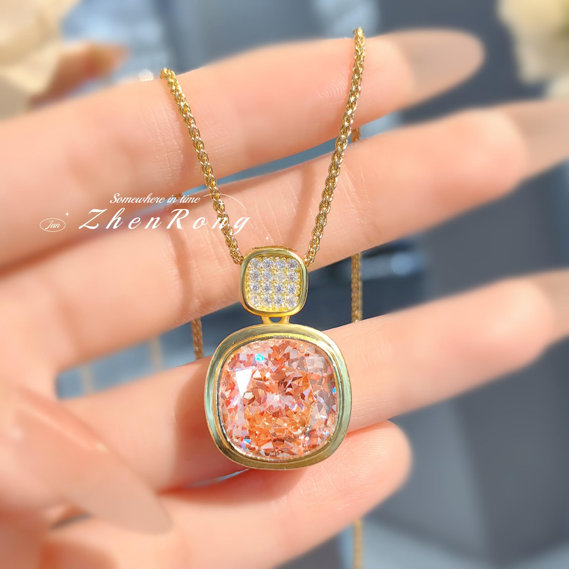 

Оранжевый морганит Папараджа и подвеска-ожерелье с бриллиантами высокой чистоты для женщин