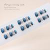 Prefabricated Nail Sea Salt Crystal Blue Cat's Eye Plaid Polka Dot Bow European and American Style Removable Nail Art 30 Pieces