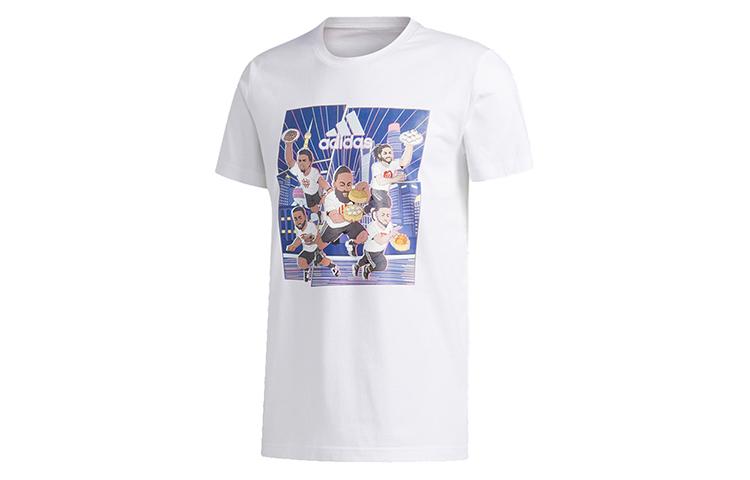 

Adidas T Shirts Men s White Crew Neck Moderate Straight Fit GE1057 L