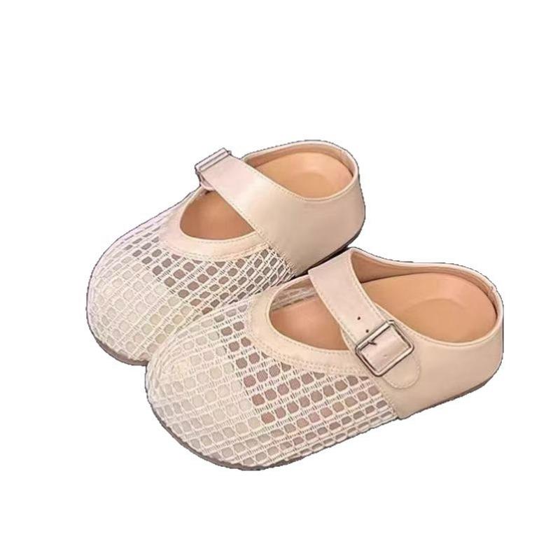Silver bag head half slippers women's summer wear new high-end sandals one pedal fishing net breathable single shoes