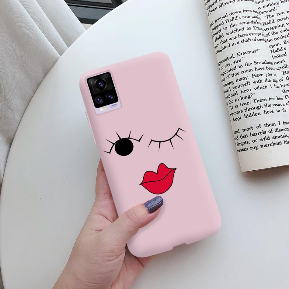 For Coque Vivo V20 Matte Silicon Case Cartoon Animals Cute Cat Pets Cactus Phone Back Cover For Vivo V20 V2025 V 20 VivoV20 Case