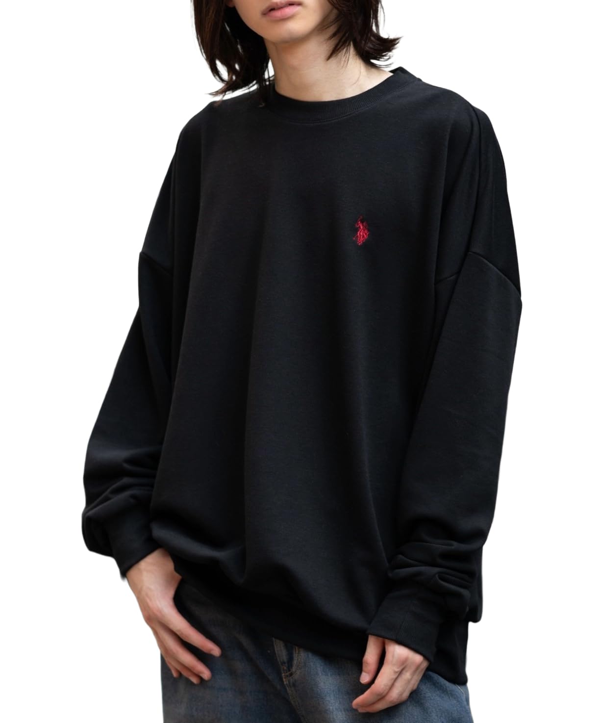 

WEGO Black Pullover Sweatshirt with a USPOLO Perfect for Fall and Perfect as a Gift Men s Custom-Made Logo, Winter,