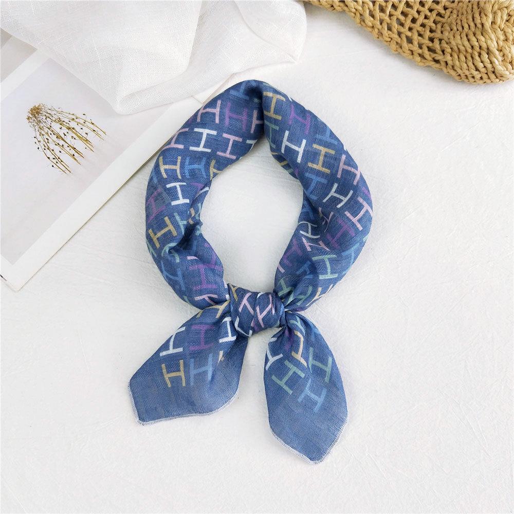 Eșarfă pătrată mică din bumbac și in Eșarfă din mătase Primăvară și toamnă pentru femei Stil nou artistic și versatilă la modă Esarfă cu bentiță cu temperament