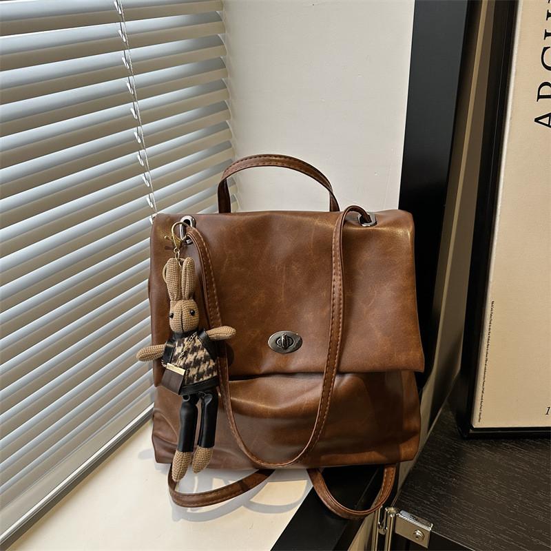Pu Material Womens Retro Casual Backpack With Durable Wearresistant Design For Daily Use