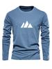 Men's Loose and Comfortable Casual Sports Mountain Pattern Printed Round Neck Long Sleeved T-shirt Versatile