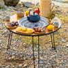 Folding Barbecue Stove Outdoor Camping Tea Boiling Stove Wood Grain Round Folding Table Picnic BBQ Stove