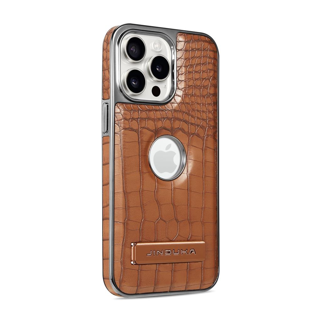 Boutique Crocodile Texture Eco Leather Case For iPhone 16 15 14 Plus 13 12 Pro Max Magnetic Cover Hidden Stand Bracket Premium