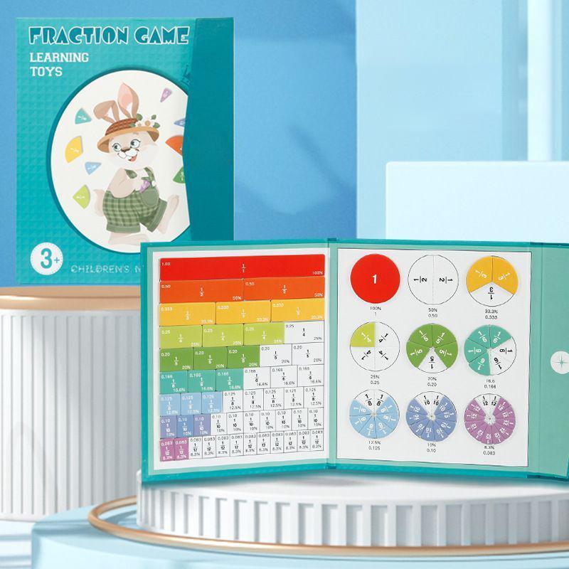 Magnetic Fraction Tiles for Kids Educational Math Resource with Demonstration Book for Homeschool Classroom