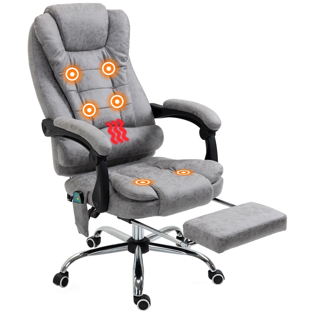 Office Chair with Massage Function, Ergonomic Desk Chair with Reclining & Heating Function, Remote Control, Grey