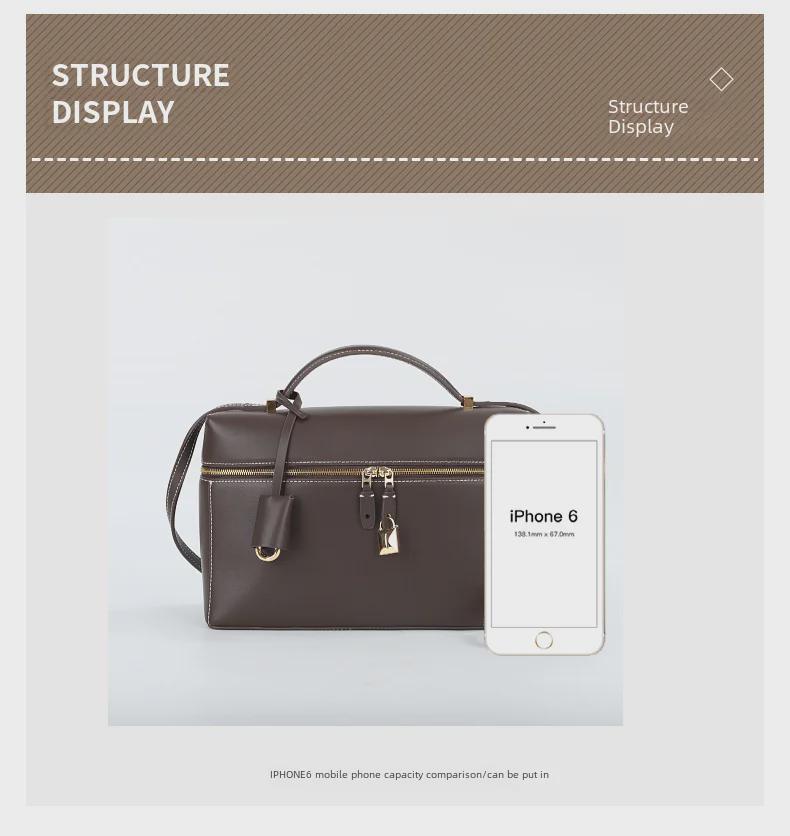 LP27 Women's Genuine Leather Lunch Box Crossbody Bag - 2025 New Vegetable-Tanned Gigi Handbag